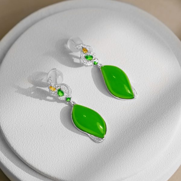 Natural Apple Green Jade Earrings